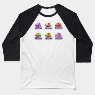 Food Truck Collection Cartoon Baseball T-Shirt